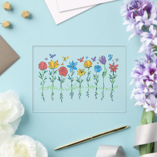 Invitaciones Acrílicas diseño de flores en crecimiento