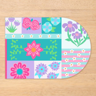 Invitaciones Acrílicas Diseño de flores vibrantes en flor