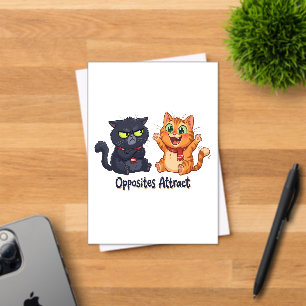 Invitaciones Acrílicas Diseño de gatos lindos que atraen opuestos