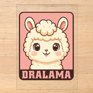 Invitaciones Acrílicas Diseño de ilustración de llama adorable