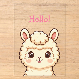 Invitaciones Acrílicas Diseño de ilustración de llama linda