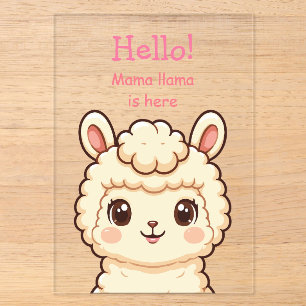 Invitaciones Acrílicas Diseño de ilustración de llama linda