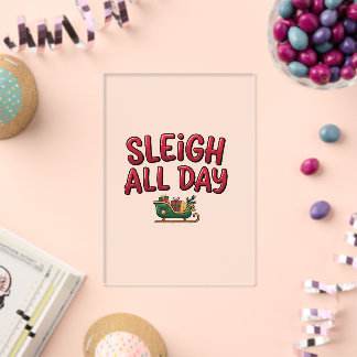 Invitaciones Acrílicas Diseño de Navidad Sleigh All Day
