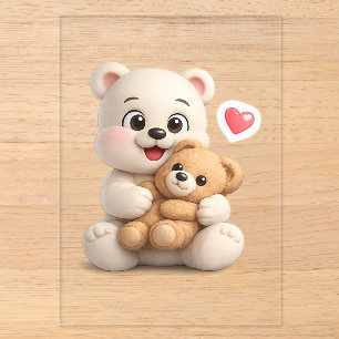Invitaciones Acrílicas Diseño de oso de peluche adorable y lindo