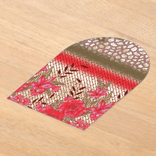 Invitaciones Acrílicas Diseño de tejidos intrincados con motivos florales