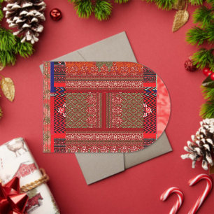 Invitaciones Acrílicas diseño de un patrón rojo y beige