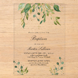 Invitaciones Acrílicas diseño de vegetación | Bautizo