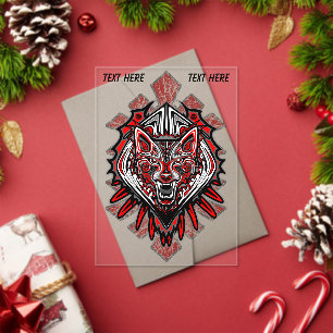 Invitaciones Acrílicas Diseño Totémico Tribal Haida de Lobo