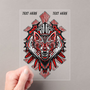 Invitaciones Acrílicas Diseño Totémico Tribal Haida de Lobo