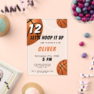 Invitaciones Acrílicas Diviértete con Baloncesto Deportes Cumpleaños de N