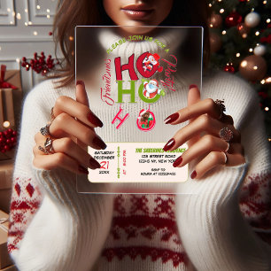 Invitaciones Acrílicas Diviértete HO HO HO Fiesta Retro de Navidad Friend