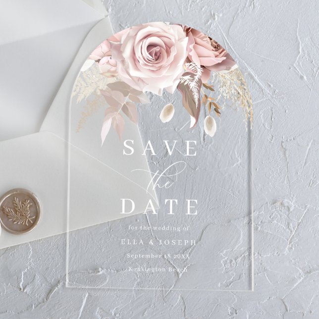 Invitaciones Acrílicas Divine Blush Floral Wedding Save The Date (Subido por el creador)