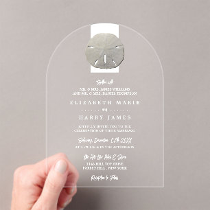 Invitaciones Acrílicas Dólar de Arena Solitario - Gris Carbón - Boda en l