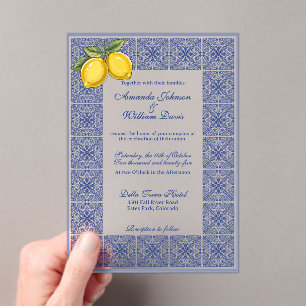 Invitaciones Acrílicas Dolce Vita - Baldosas Italianas y Limones Boda