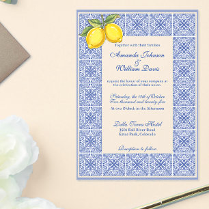 Invitaciones Acrílicas Dolce Vita - Baldosas Italianas y Limones de Boda