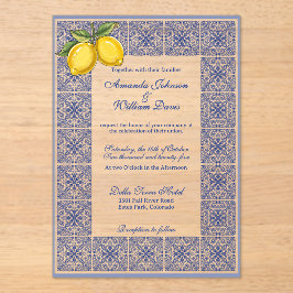Invitaciones Acrílicas Dolce Vita - Boda de azulejos y lemones italianos