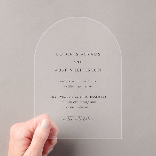 Invitaciones Acrílicas Dolores Classic Elegant Wedding Save the Date (Insitu (portátil))