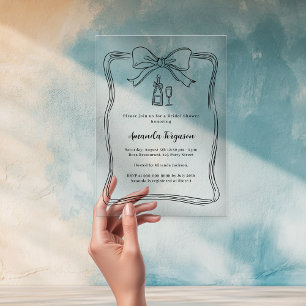 Invitaciones Acrílicas Doodle de crema de arco de mano prosecco claro Des