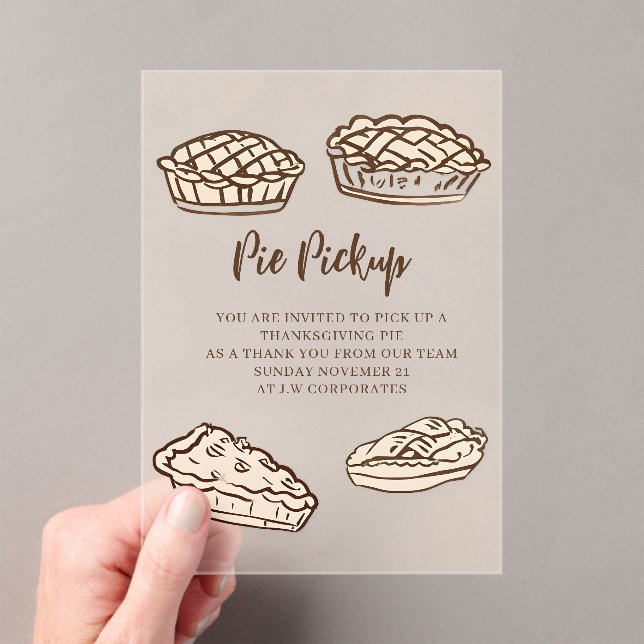 Invitaciones Acrílicas Doodle Hand Drawn Pie Pickup Thanksgiving (Insitu (portátil))