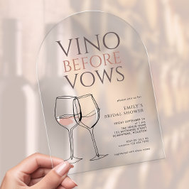 Invitaciones Acrílicas Doodle Illustration Vino Before Vows Bridal Shower