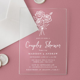 Invitaciones Acrílicas Dormitorio de color rosa con la mano Parejas Ducha