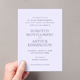 Invitaciones Acrílicas Dorothy Lilac Elegant Wedding