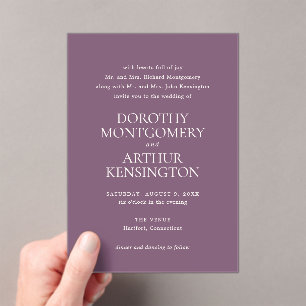 Invitaciones Acrílicas Dorothy Purple Elegant Wedding