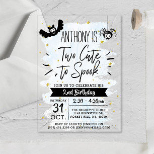 Invitaciones Acrílicas Dos Cutos Para Hablar Niños Halloween Segundo Cump