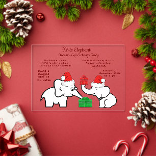 Invitaciones Acrílicas Dos Elefantes Blancos Navidad Patrón de Diamante