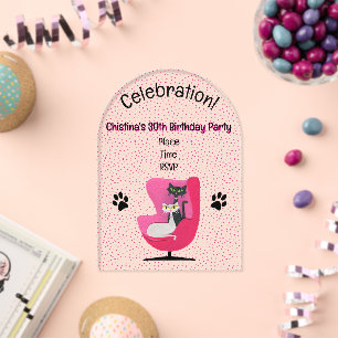 Invitaciones Acrílicas Dos Gatos Bonitos De Estilo De Mitad De Siglo Sill