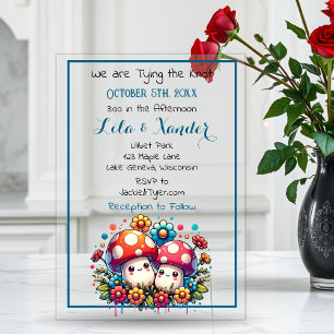 Invitaciones Acrílicas Dos Hongos Lindos Boda Caprichosa