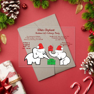 Invitaciones Acrílicas Dos Navidades elefantes blancos patrón de diamante