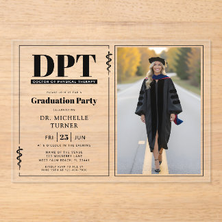 Invitaciones Acrílicas DPT Doctor of Physical Therapy Graduation Photo