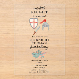 Invitaciones Acrílicas Dragones Caballeros Fairytale Castillo Medieval Cu