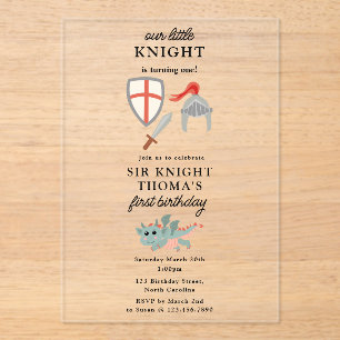 Invitaciones Acrílicas Dragones Caballeros Fairytale Castillo Medieval Cu