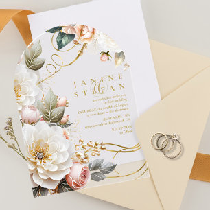 Invitaciones Acrílicas Drama Floral Boda Arco Transparente ID1022