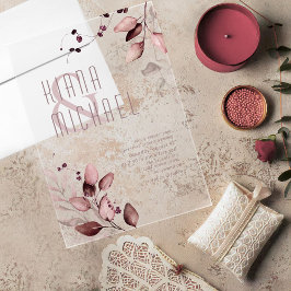 Invitaciones Acrílicas Dreamy Foliage Boda Burgundy ID817 Acrylic Invi