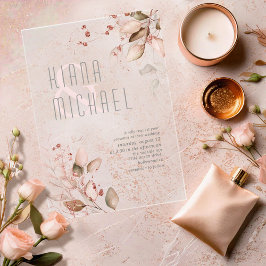 Invitaciones Acrílicas Dreamy Foliage Boda Rubor Pink ID817