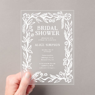 Invitaciones Acrílicas Ducha Botánica Bridal De La Mano