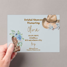 INVITACIONES ACRÍLICAS DUCHA BRIDAL DE COWBOY FLORAL