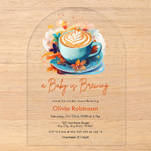 Invitaciones Acrílicas Ducha de Bebé Amor Floral Azul está en Preparación