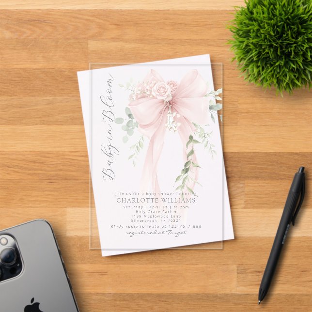 Invitaciones Acrílicas Ducha de bebé arco verde neutral de género (Insitu (Tarjeta de Invitación))