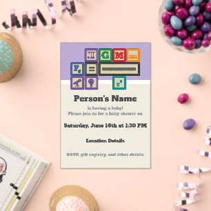 Invitaciones Acrílicas Ducha de Bebé Bloques para Futuros Físicos