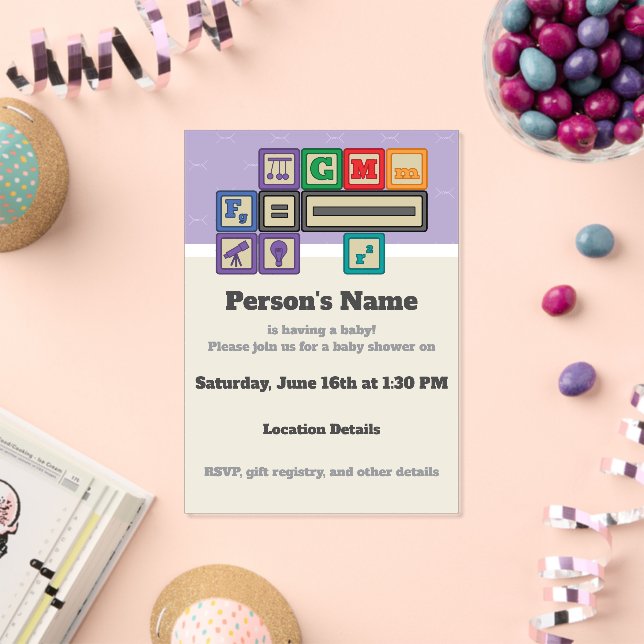 Invitaciones Acrílicas Ducha de Bebé Bloques para Futuros Físicos (Insitu (Celebración))