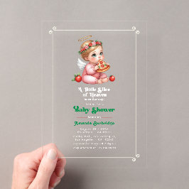 Invitaciones Acrílicas "Ducha de bebé con el tema de pizza 'Un pequeño tr