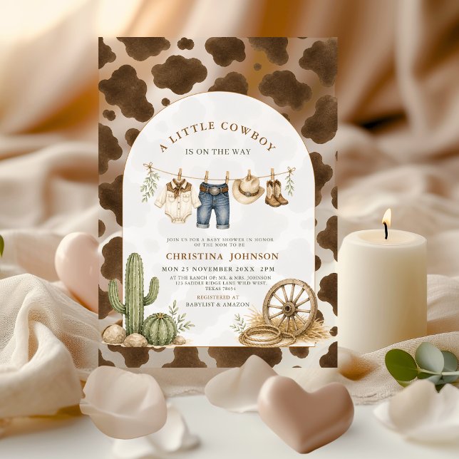 Invitaciones Acrílicas ducha de bebé con estampado de vaquero occidental (Subido por el creador)