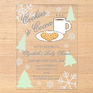 Invitaciones Acrílicas Ducha de bebé Cookies & Cocoa
