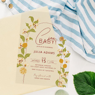 Invitaciones Acrílicas Ducha de Bebé Costa de Amalfi Limón Azul Citrus