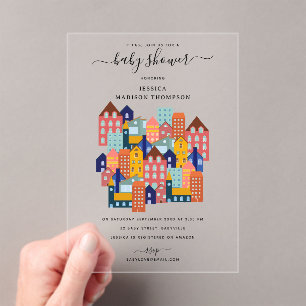 Invitaciones Acrílicas Ducha de Bebé de Casa del Barrio