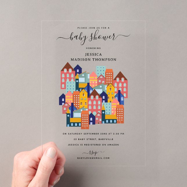 Invitaciones Acrílicas Ducha de Bebé de Casa del Barrio (Insitu (portátil))